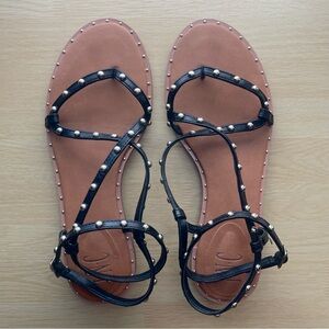INC Darian Studded Black T Strap Women’s Sandals Size 8 EUC